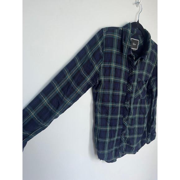Rails Plaid Button Down Shirt Women M Navy Green Checkered Flannel - Picture 6 of 7
